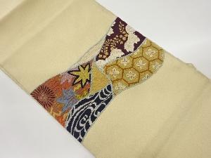 金通し金駒刺繍曲線に紅葉・蔦模様織出し名古屋帯